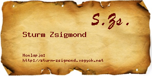Sturm Zsigmond névjegykártya